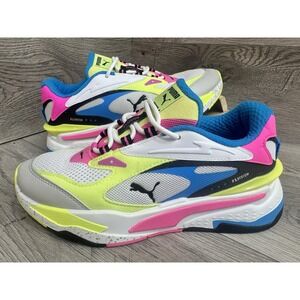 Puma RS Fast Women Sneakers 8 White Pink Synthetic Lace Up Running Shoes